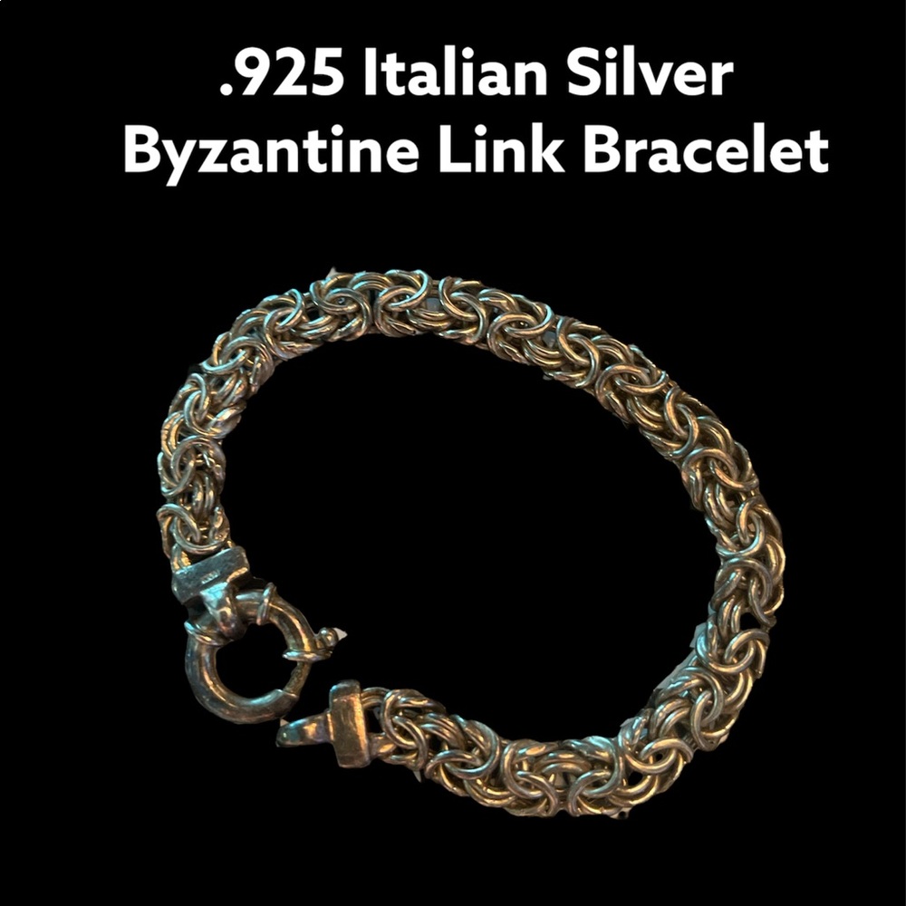Italian Silver Polished Byzantine Link Bracelet, 18.4g